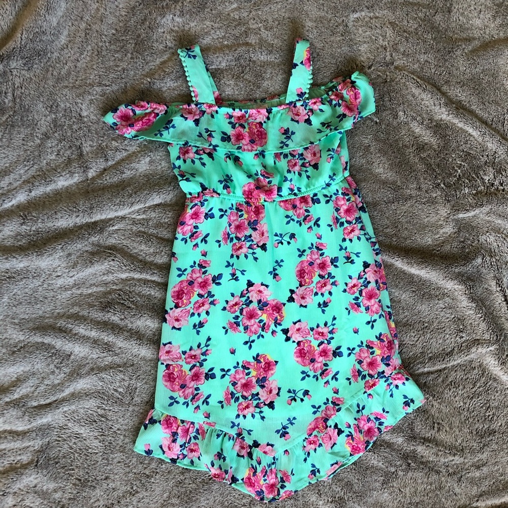 Girls Teal and Floral Dress